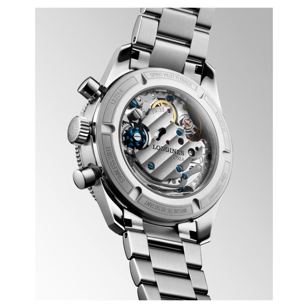 Longines Spirit Pilot Flyback Chronograph Blue Stainless Steel 39.50mm Watch L3.721.4.93.6