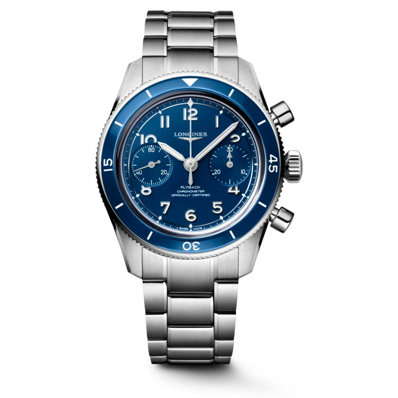 Longines Spirit Pilot Flyback Chronograph Blue Stainless Steel 39.50mm Watch L3.721.4.93.6