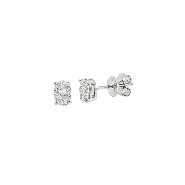 Lab Grown 1.04ct Oval Cut Diamond, Platinum Stud Earrings