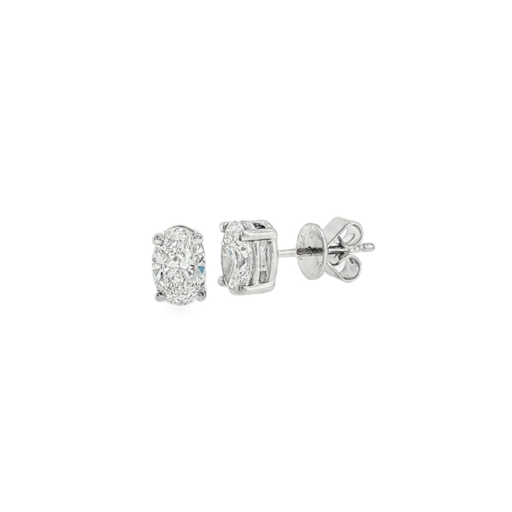 Lab Grown 1.50ct Oval Cut Diamond, Platinum Stud Earrings
