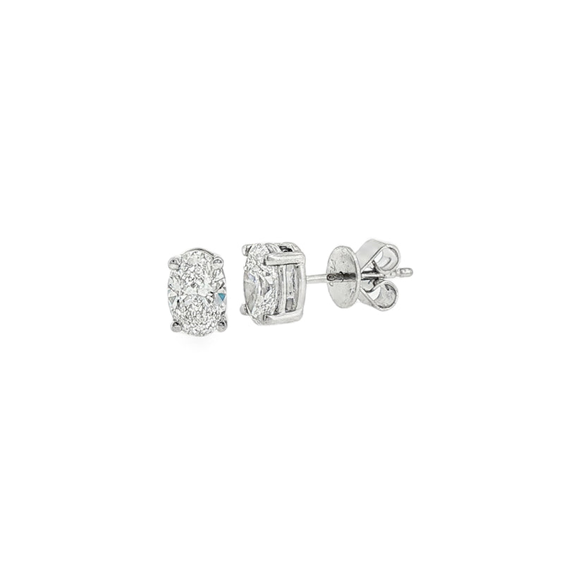 Lab Grown 1.50ct Oval Cut Diamond, Platinum Stud Earrings