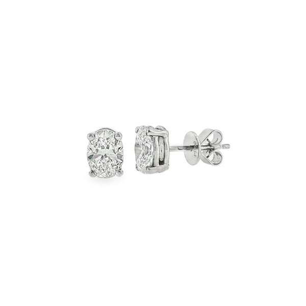 Lab Grown 2.04ct Oval Cut Diamond, Platinum Stud Earrings