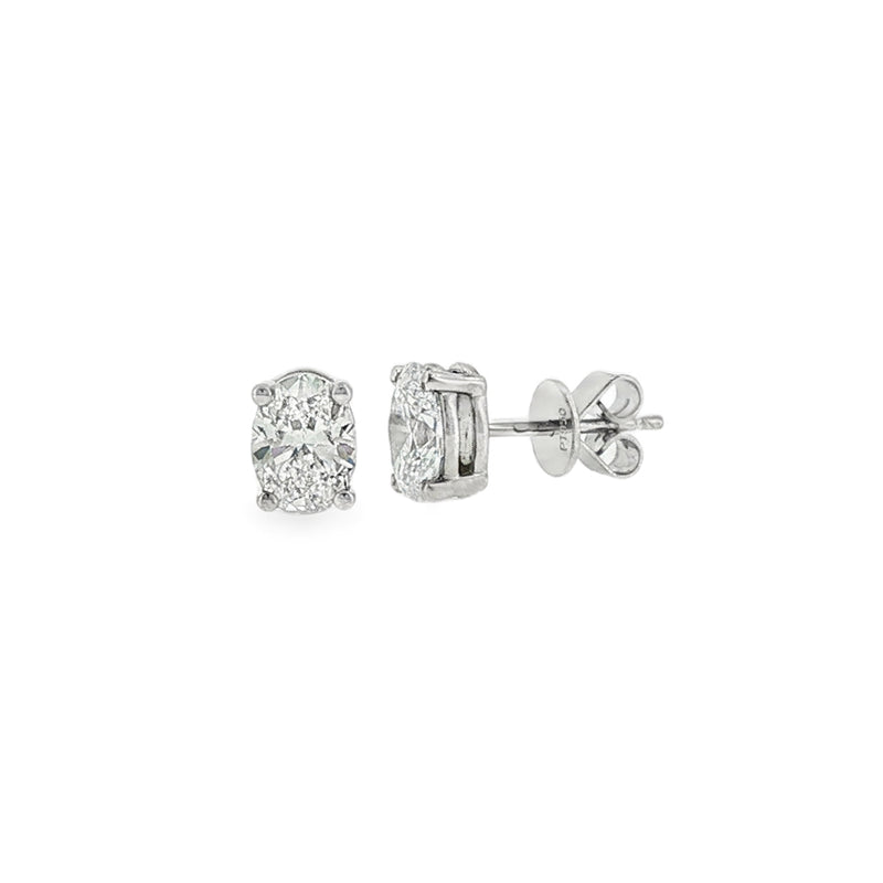 Lab Grown 2.04ct Oval Cut Diamond, Platinum Stud Earrings