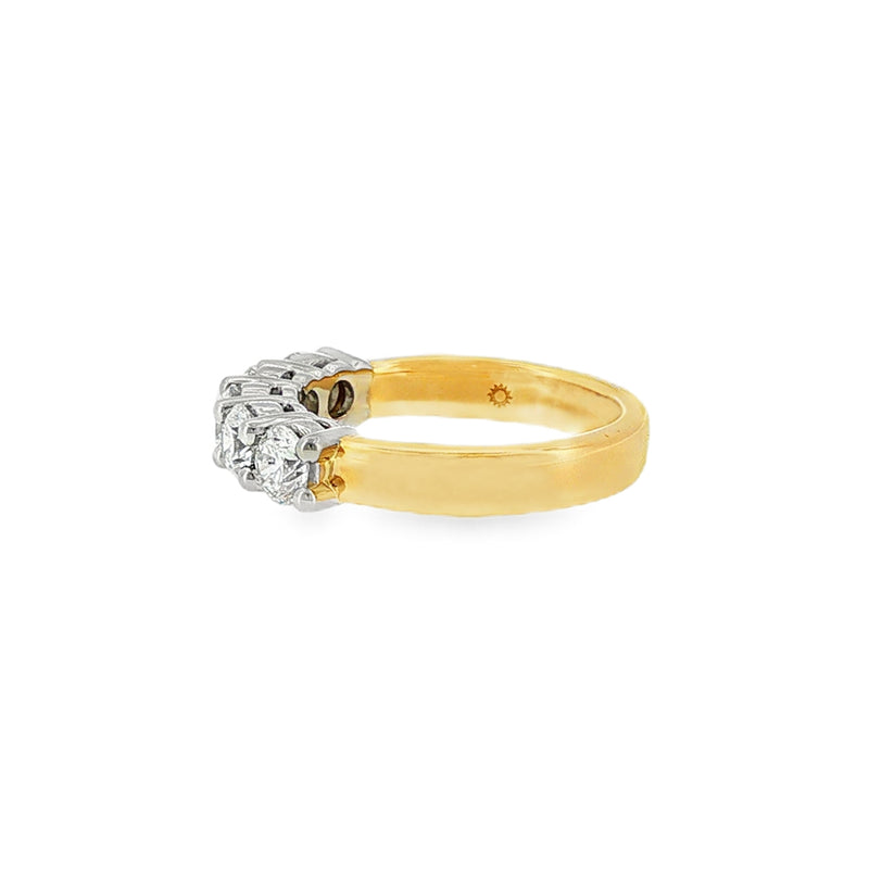 Round Brilliant Cut 1.50ct Five Stone Diamond, 18ct Yellow Gold & Platinum Ring
