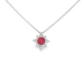 Ruby and Diamond Star Cluster, 18ct White Gold Pendant