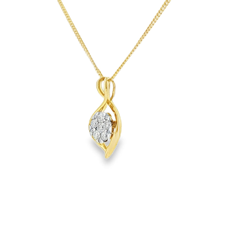 Diamond Cluster 0.22ct, 18ct Yellow Gold Pendant