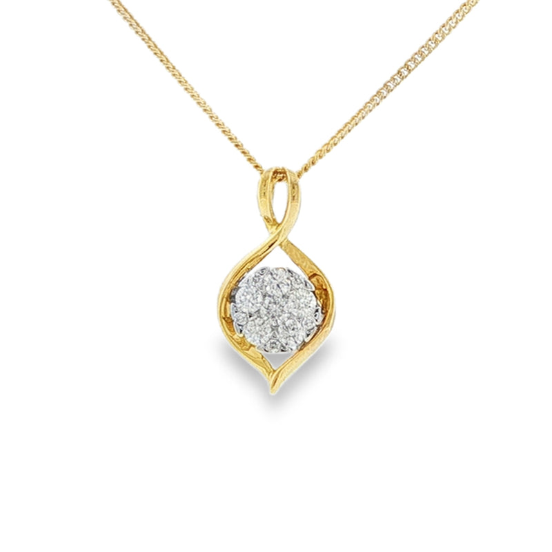 Diamond Cluster 0.22ct, 18ct Yellow Gold Pendant