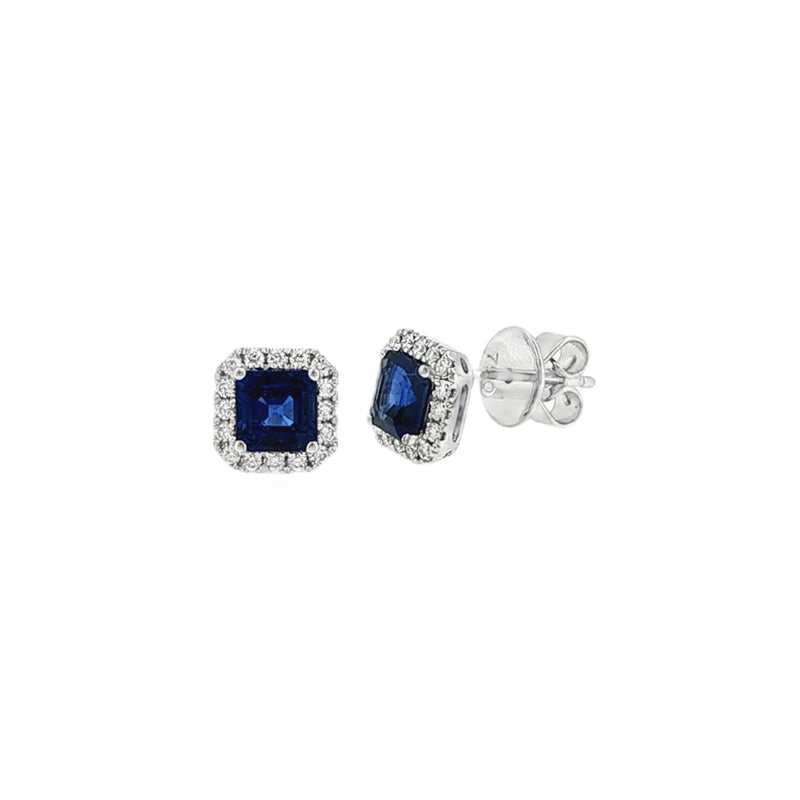 Sapphire & Diamond 1.56ct, 18ct White Gold Stud Earrings