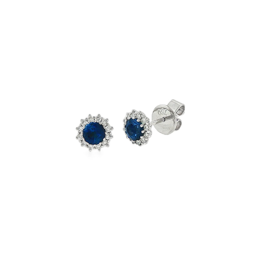Sapphire & Diamond 0.81ct, 18ct White Gold Stud Earrings