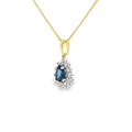 Sapphire & Diamond Pear Cut Cluster, 18ct Yellow & White Gold Pendant