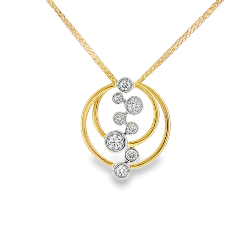 Diamond Bubble Style 0.25ct, 18ct Yellow Gold Pendant