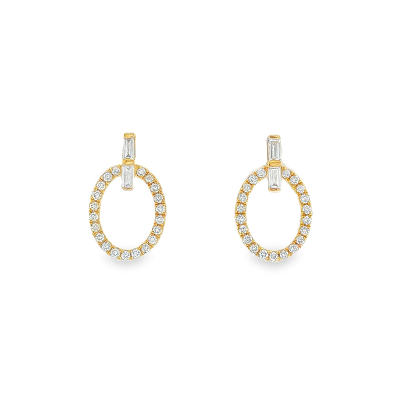 Diamond Oval Outline 0.33ct, 18ct Yellow Gold Stud Earrings