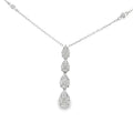 Diamond Pear Shaped Cluster 0.76ct, 18ct White Gold Graduating Drop Pendant