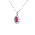 Ruby & Diamond Oval Cut Cluster, 18ct White Gold Pendant