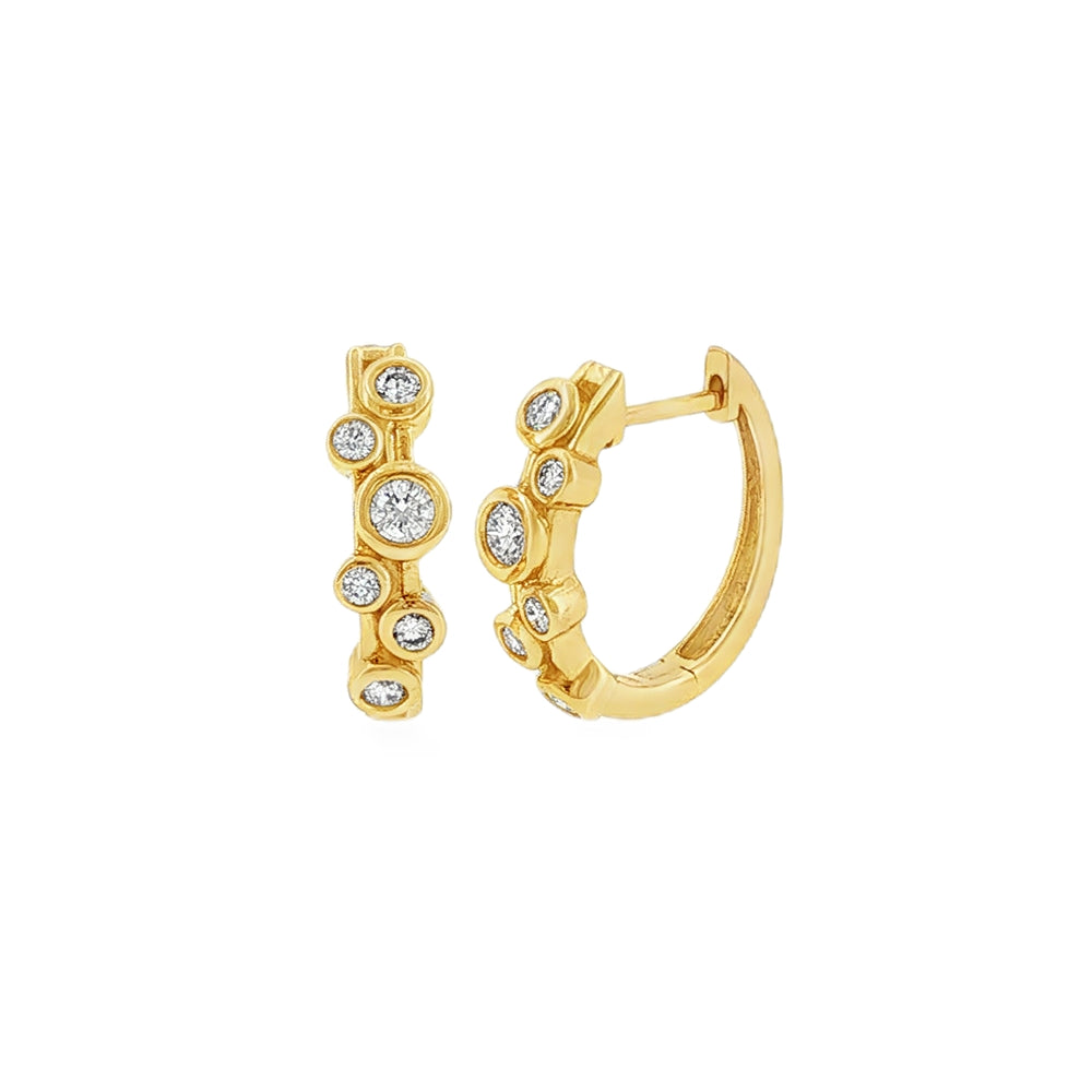 Diamond Bubble Style 0.41ct, 18ct Yellow Gold Hoop Earrings