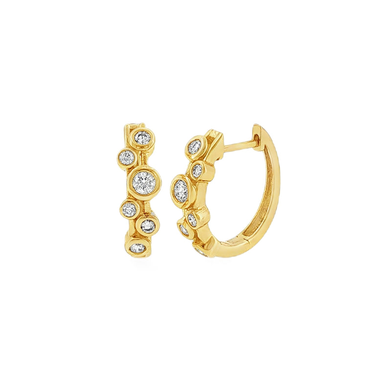 Diamond Bubble Style 0.41ct, 18ct Yellow Gold Hoop Earrings