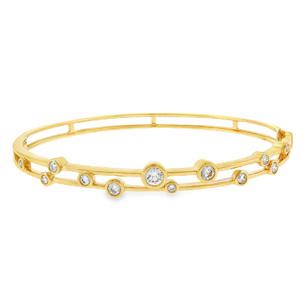Diamond Bubble Style 0.79ct, 18ct Yellow Gold Bangle