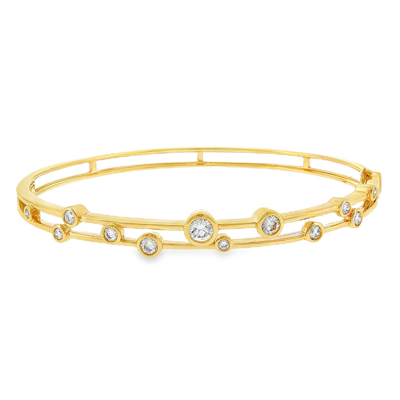 Diamond Bubble Style 0.79ct, 18ct Yellow Gold Bangle