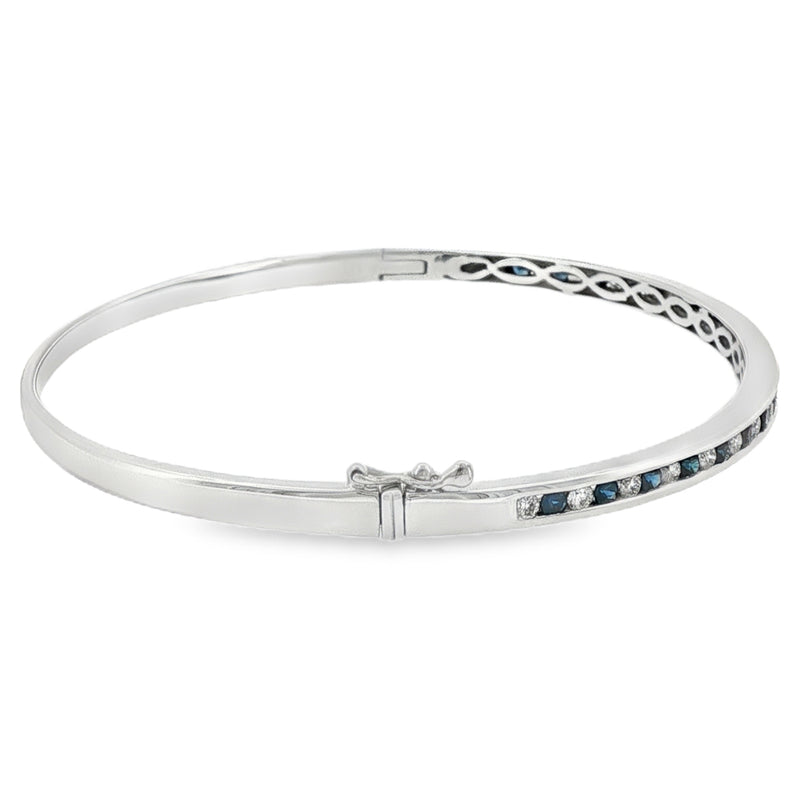 Sapphire & Diamond 0.64ct, 18ct White Gold Bangle