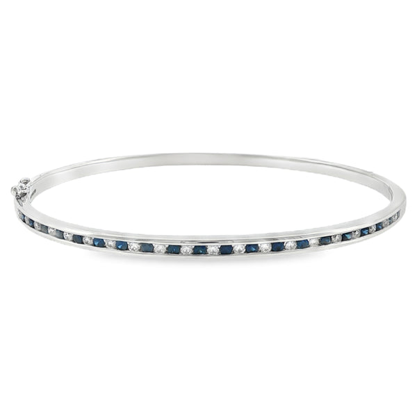 Sapphire & Diamond 0.64ct, 18ct White Gold Bangle