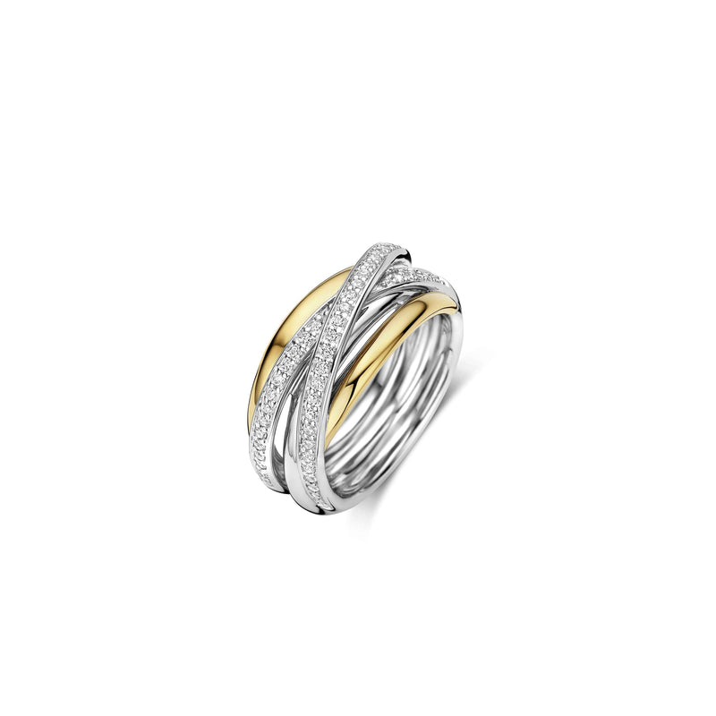 Ti Sento Zirconia Bicolor Crossover Ring - M model