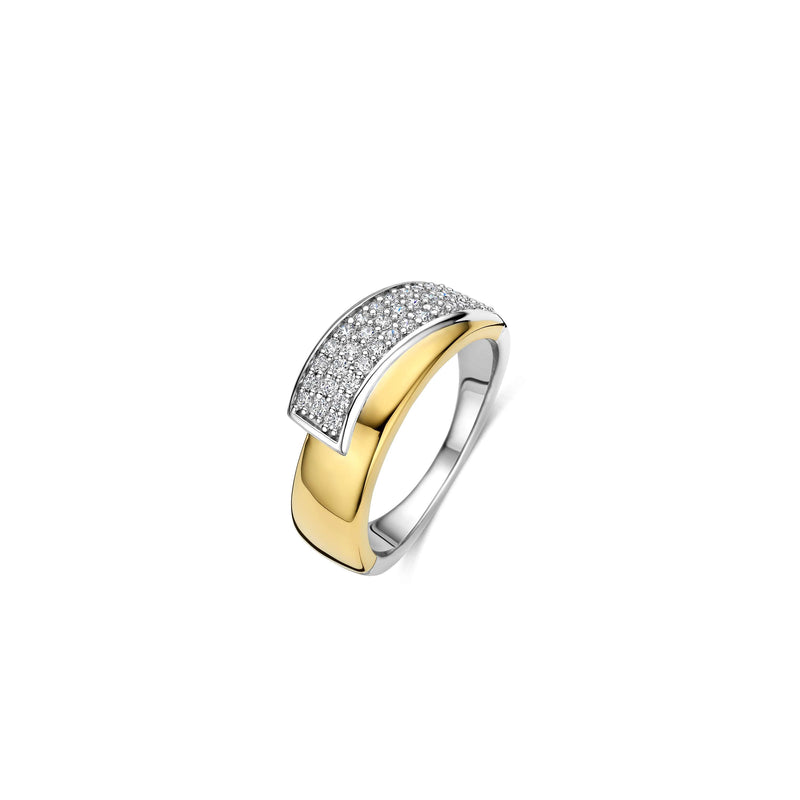 Ti Sento Contrast Twisted Zirconia Ring