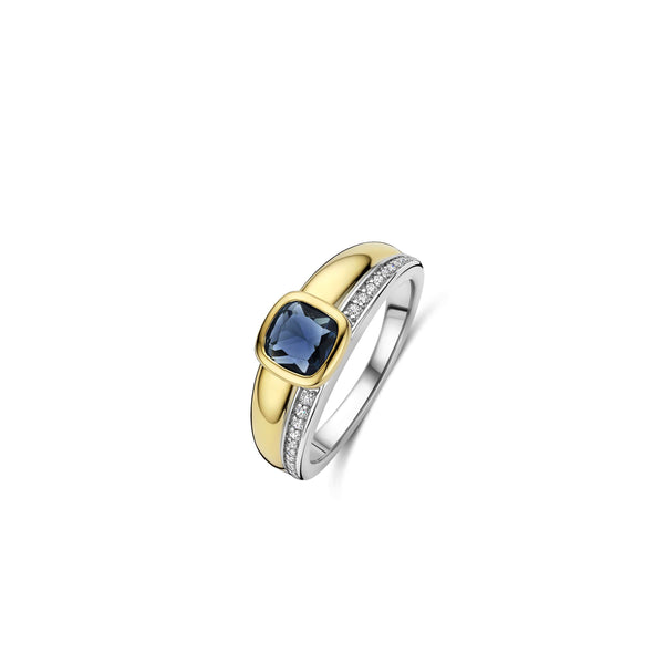 Ti Sento Blue Cushion Zirconia Ring