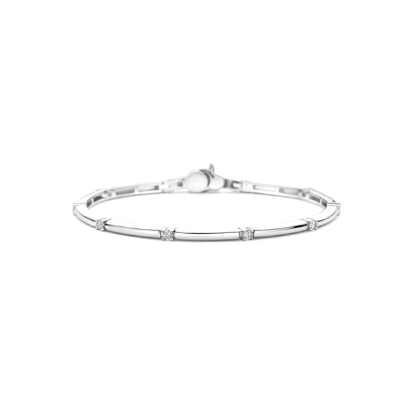 Ti Sento Classic Rectangular Zirconia Bangle Silver