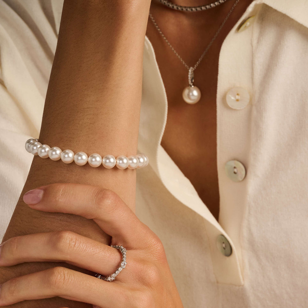 Ti Sento Icon Pearl Bracelet Silver