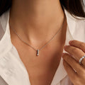 Ti Sento Zirconia Bar Necklace Silver