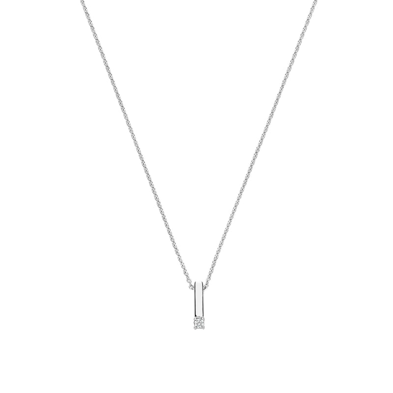 Ti Sento Zirconia Bar Necklace Silver