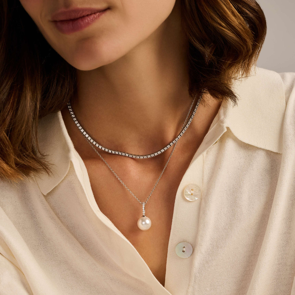 Ti Sento Icon Pearl Necklace Silver