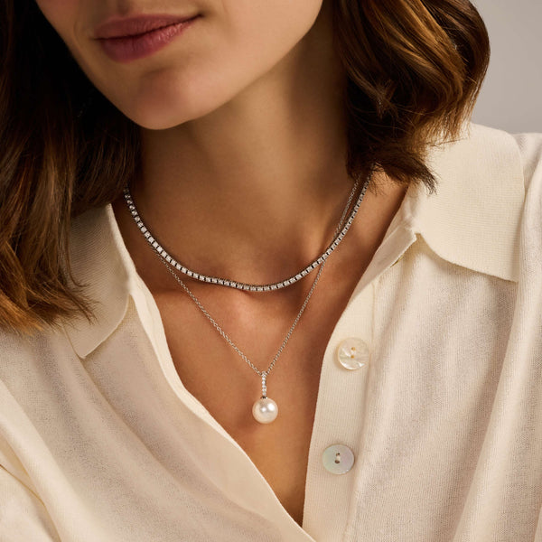 Ti Sento Icon Pearl Necklace Silver