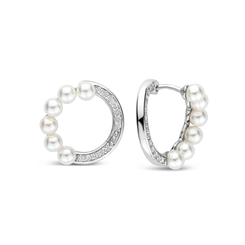 Ti Sento Pearl Zirconia Circle Earrings