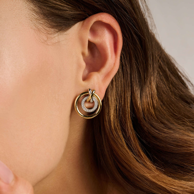 Ti Sento Contrast Crossover Circle Earrings