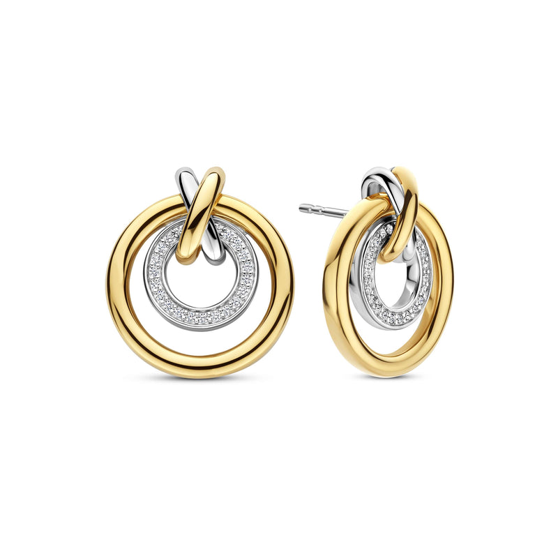 Ti Sento Contrast Crossover Circle Earrings