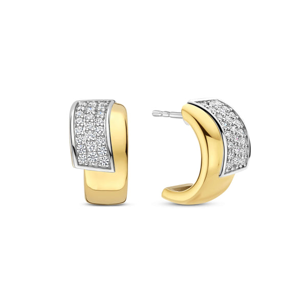 Ti Sento Contrast Twisted Zirconia Earrings