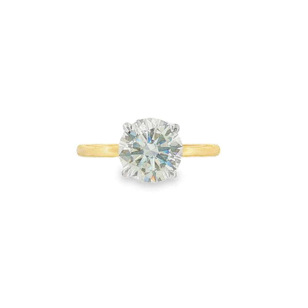 Round Brilliant Cut 2.01ct Lab Grown Diamond, 18ct Yellow Gold & Platinum Hidden Halo Ring