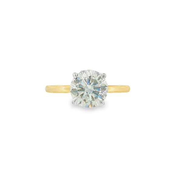 Round Brilliant Cut 2.01ct Lab Grown Diamond, 18ct Yellow Gold & Platinum Hidden Halo Ring