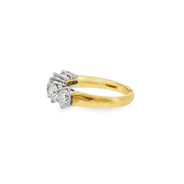 Round Brilliant Cut 2.03ct Five Stone Diamond, 18ct Yellow & White Gold Ring