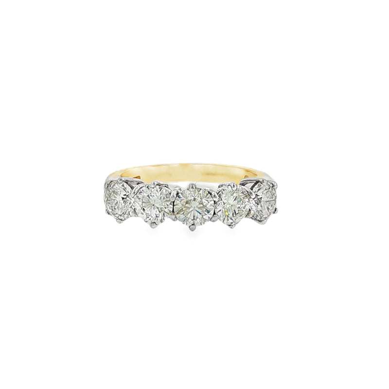 Round Brilliant Cut 2.03ct Five Stone Diamond, 18ct Yellow & White Gold Ring