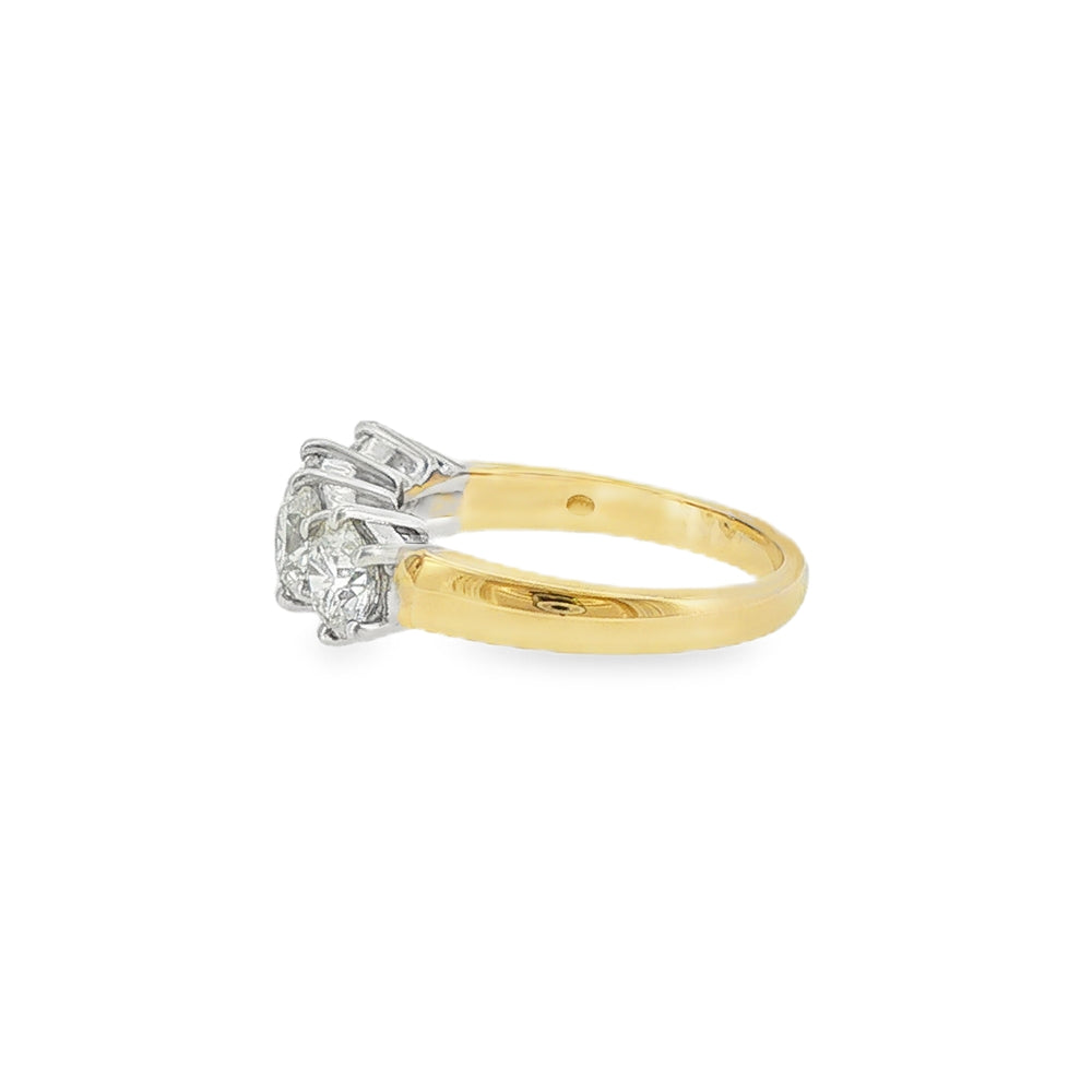 Round Brilliant Cut 2.08ct Four Stone Diamond, 18ct Yellow & White Ring
