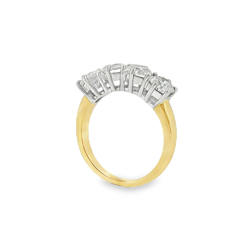 Round Brilliant Cut 2.08ct Four Stone Diamond, 18ct Yellow & White Ring