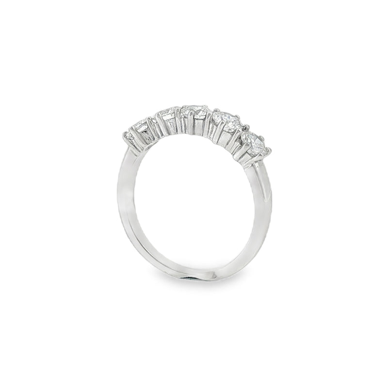 Round Brilliant Cut 1.20ct Five Stone Diamond, Platinum Ring