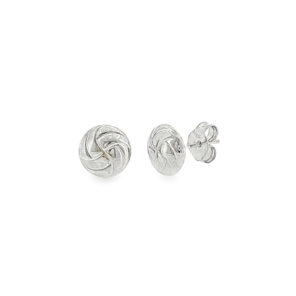 Swirl Dome 10mm, 9ct White Gold Stud Earrings