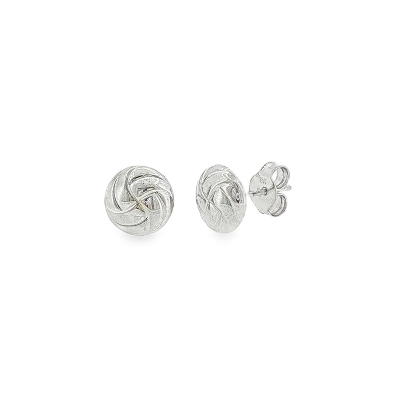 Swirl Dome 10mm, 9ct White Gold Stud Earrings