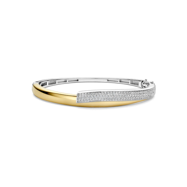 Ti Sento Contrast Twisted Zirconia Bangle