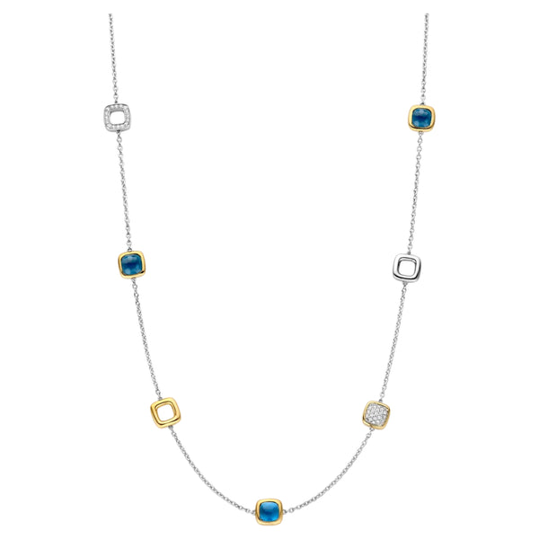 Ti Sento Blue Cushion Charm Necklace