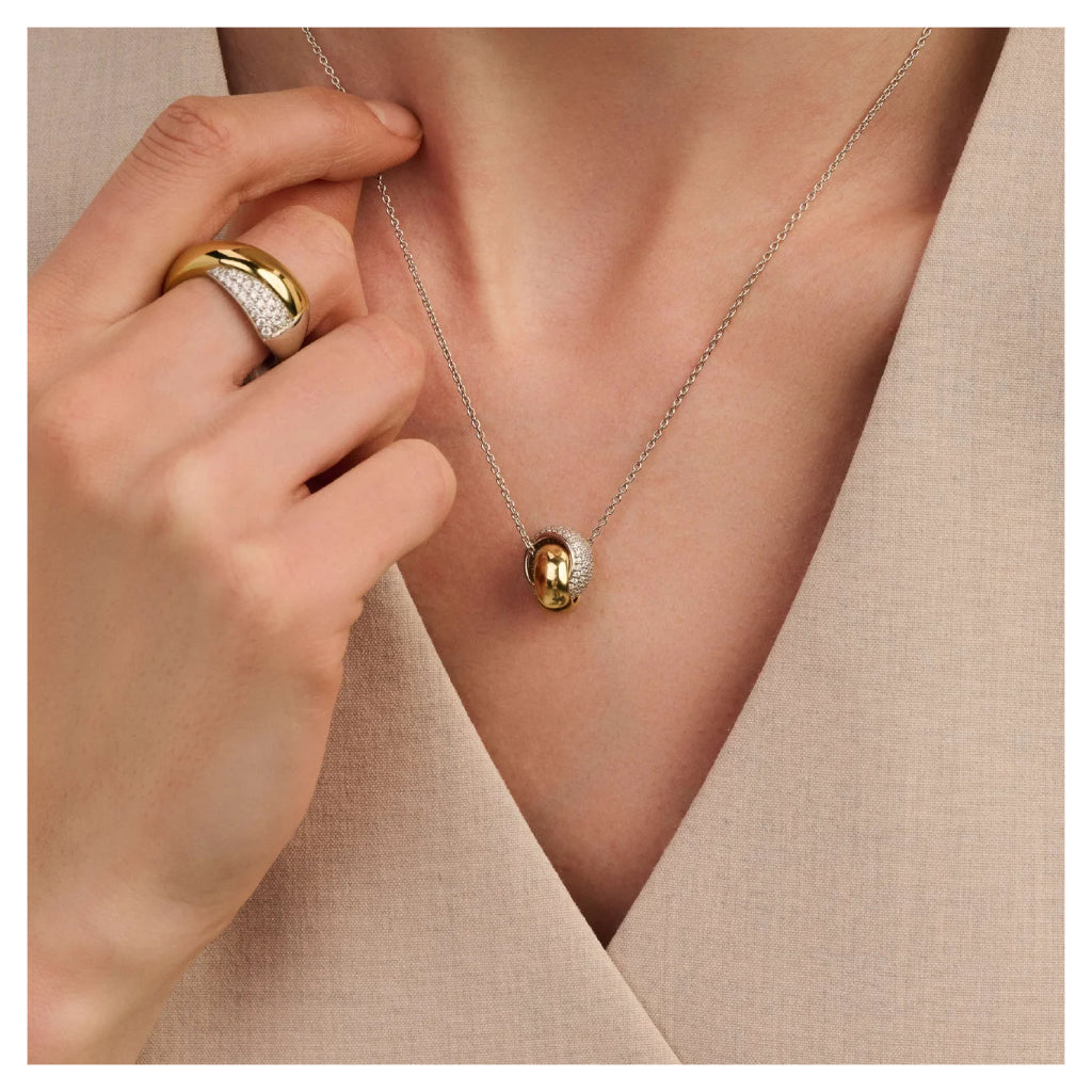 Ti Sento Bold Zirconia Crossover Necklace