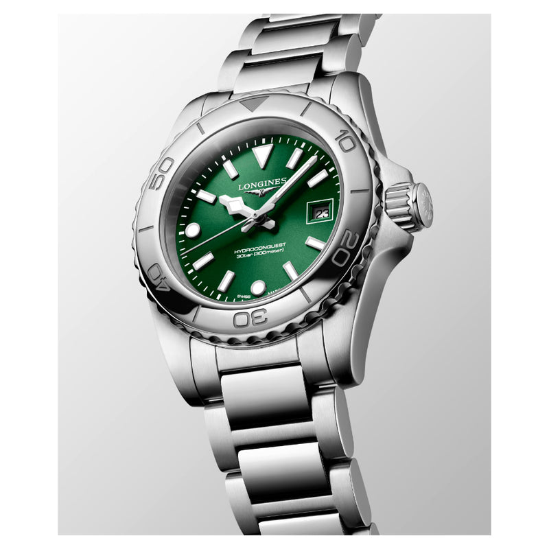 Longines HydroConquest Quartz Green 30mm Watch L3.369.4.09.6